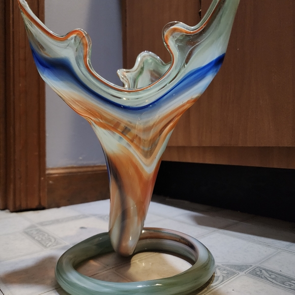 Mid-Century Art Glass Slag Vase Sculpture by Sooner - Picture 2 of 4